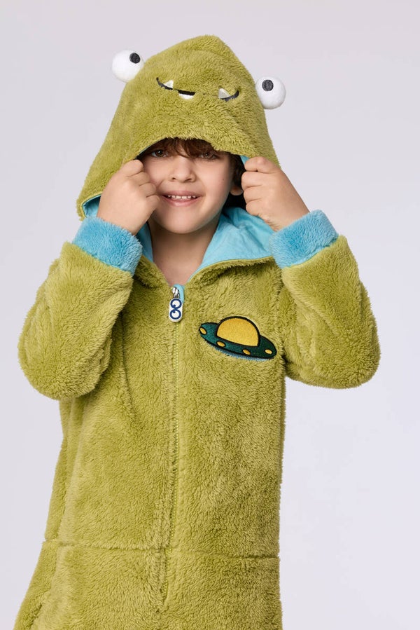 groene onesie in superzachte teddystof, 4 jaar