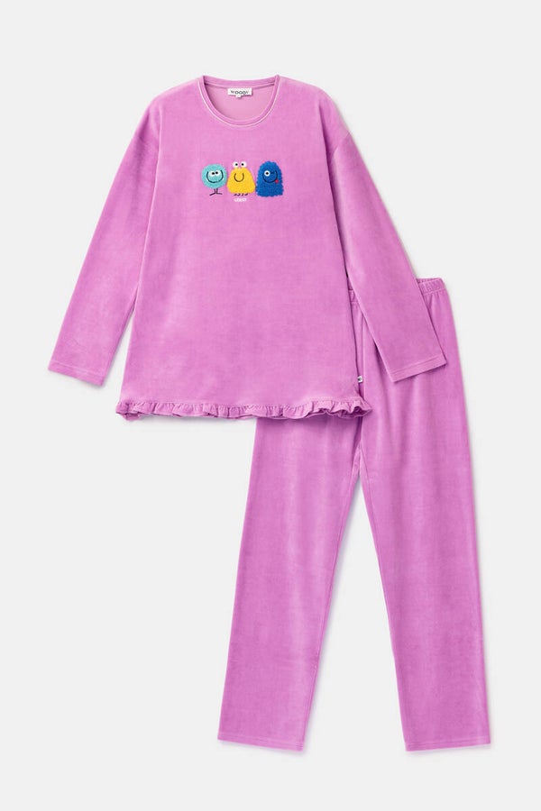 leuke meisjes/dames pyjama in zacht velours - medium (deze pyjama wordt binnenkort geleverd, reserveer hem nu reeds)