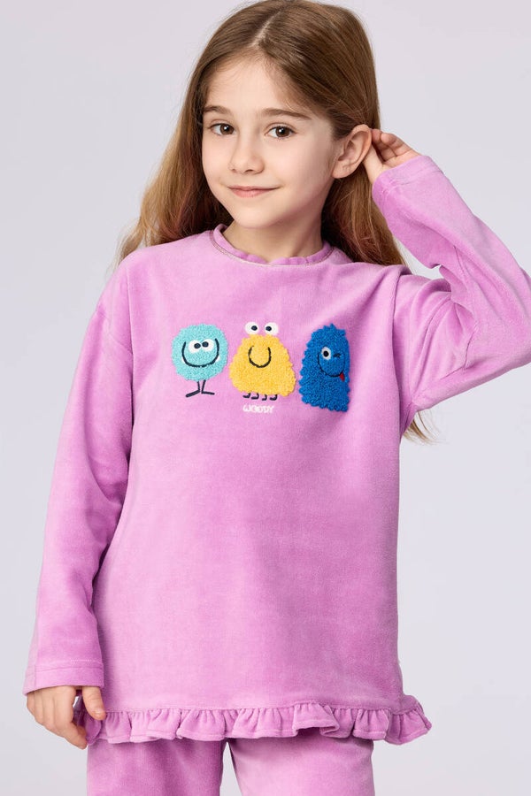 leuke meisjes/dames pyjama in zacht velours - 10 jaar (deze pyjama wordt binnenkort geleverd, reserveer hem nu reeds)