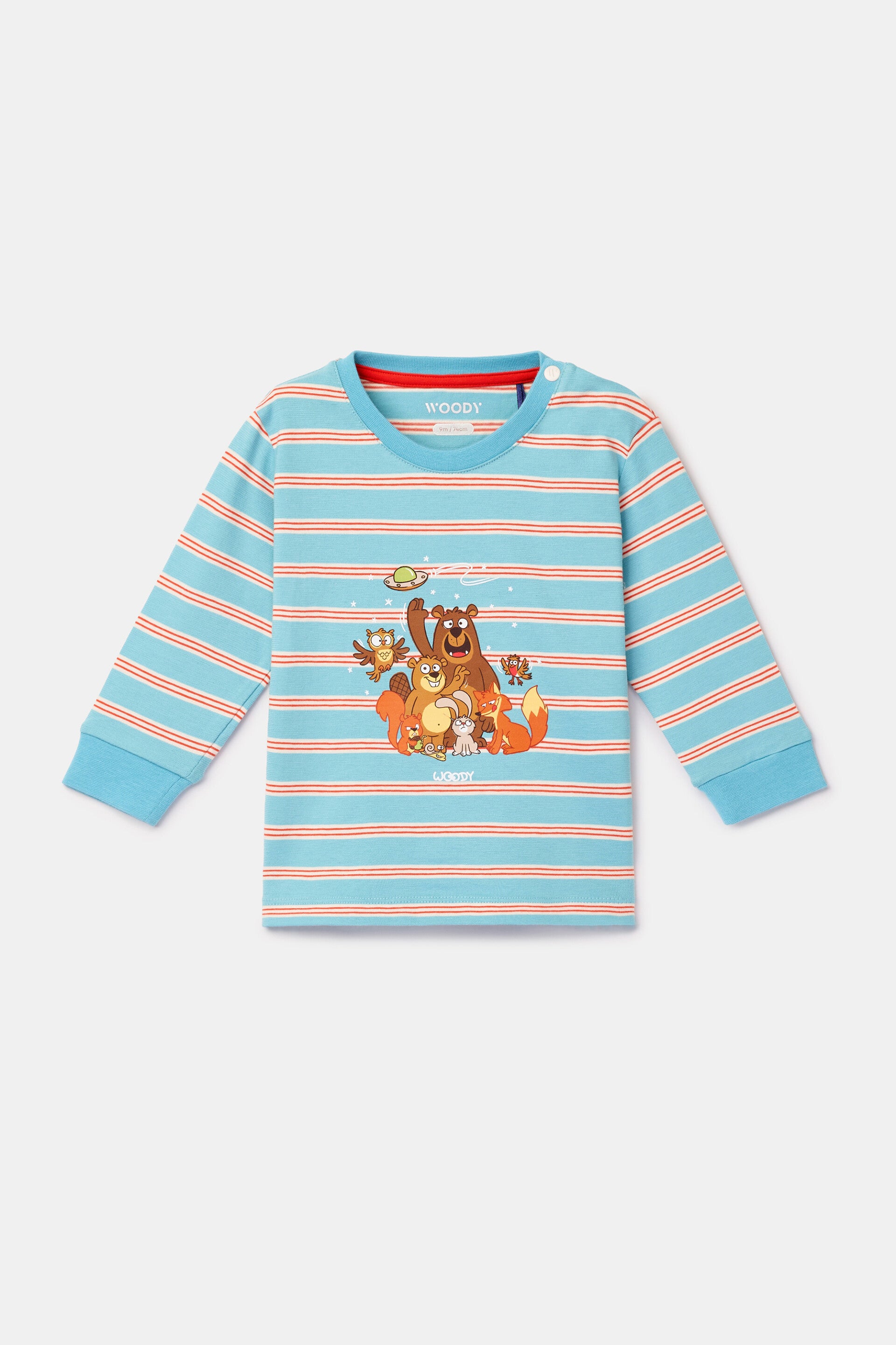 Baby pyjama, blauwe streep - 9 maand