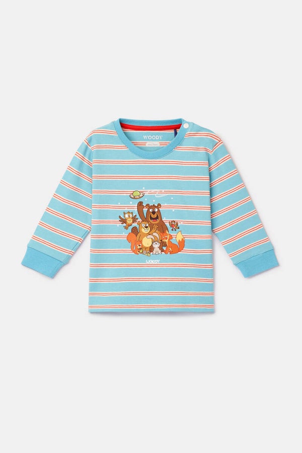 Baby pyjama, blauwe streep - 9 maand