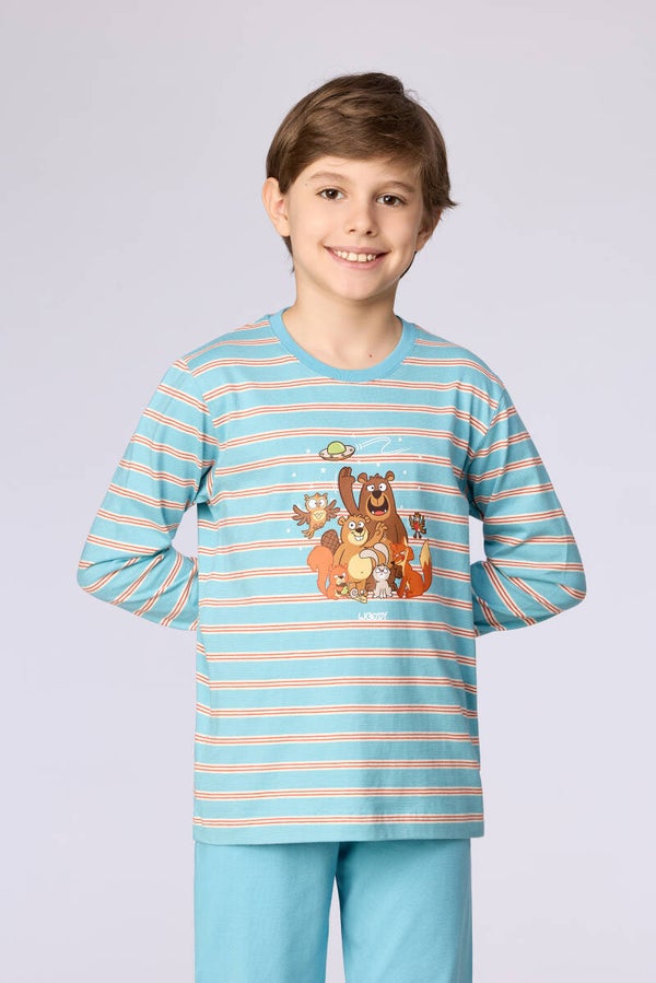 Jongens-Heren pyjama, blauw - 3 jaar