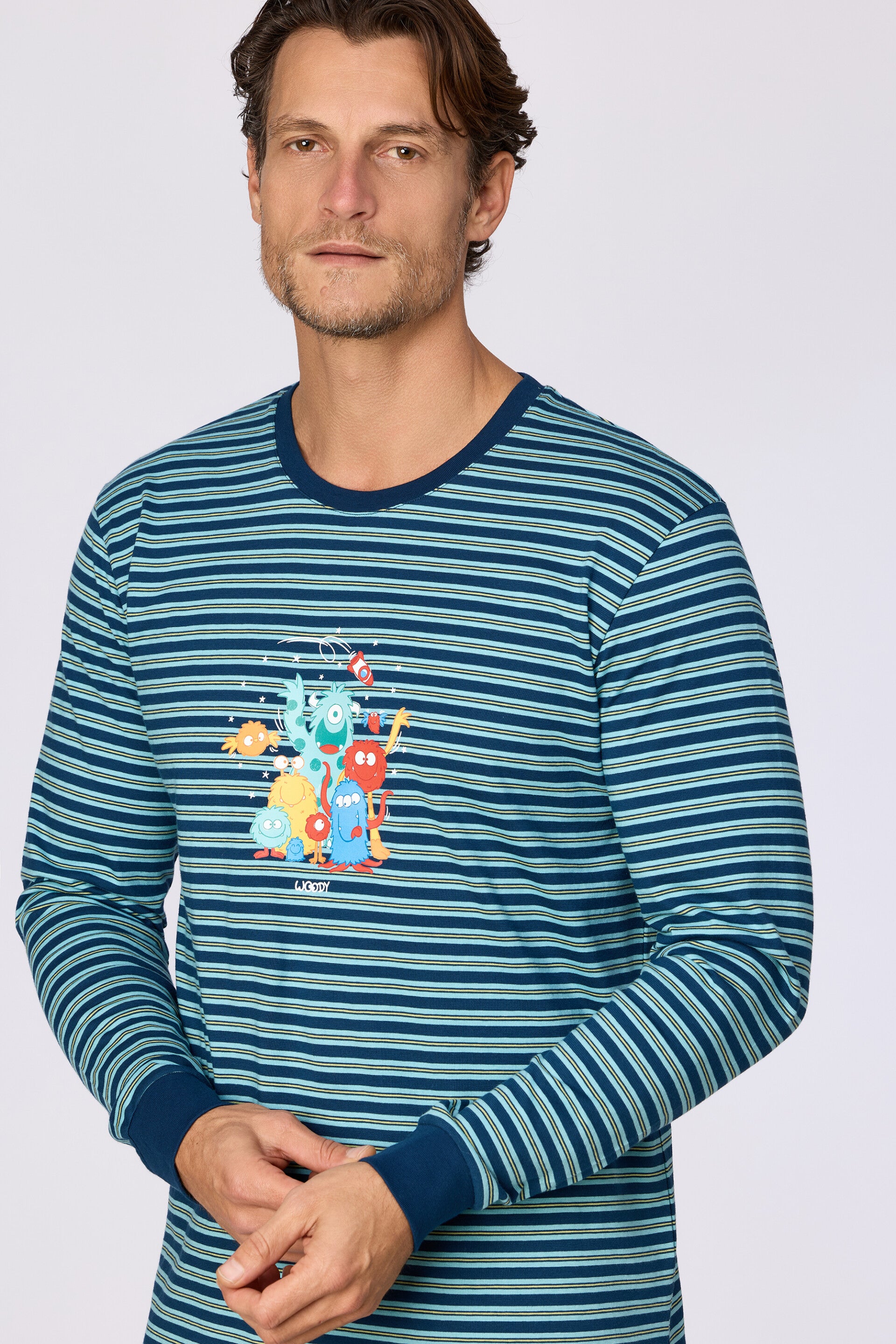 Jongens-Heren pyjama, blauwe streep gestreept - XX-large