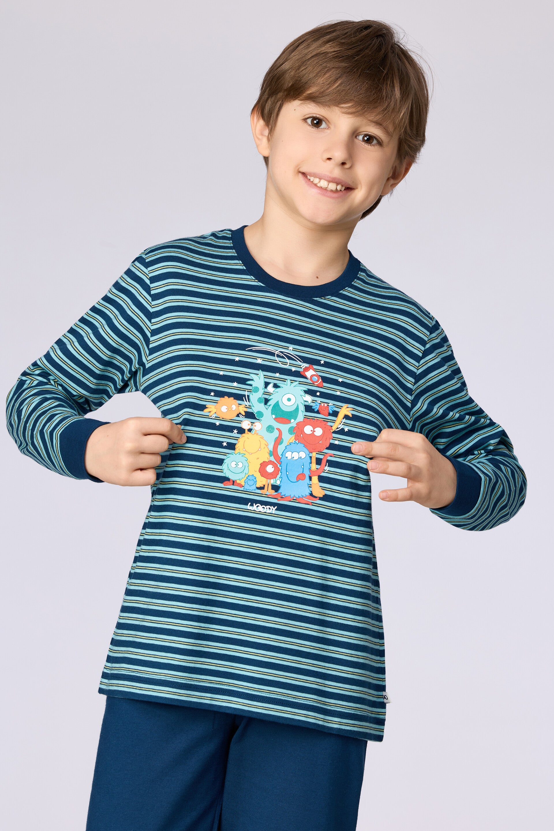 Jongens-Heren pyjama, blauwe streep gestreept - 8 jaar