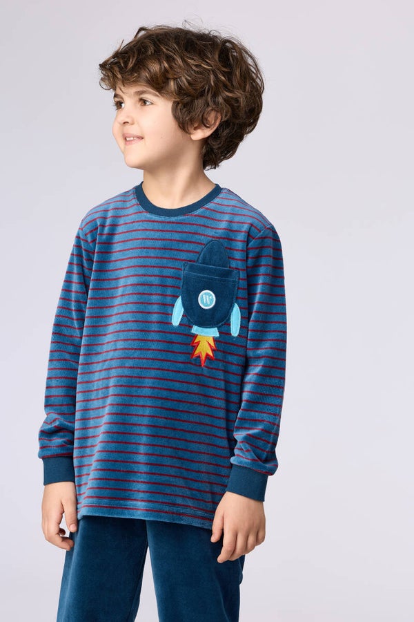 Unisex pyjama in zacht velours - 8 jaar (wordt binnenkort geleverd, bestel nu reeds)