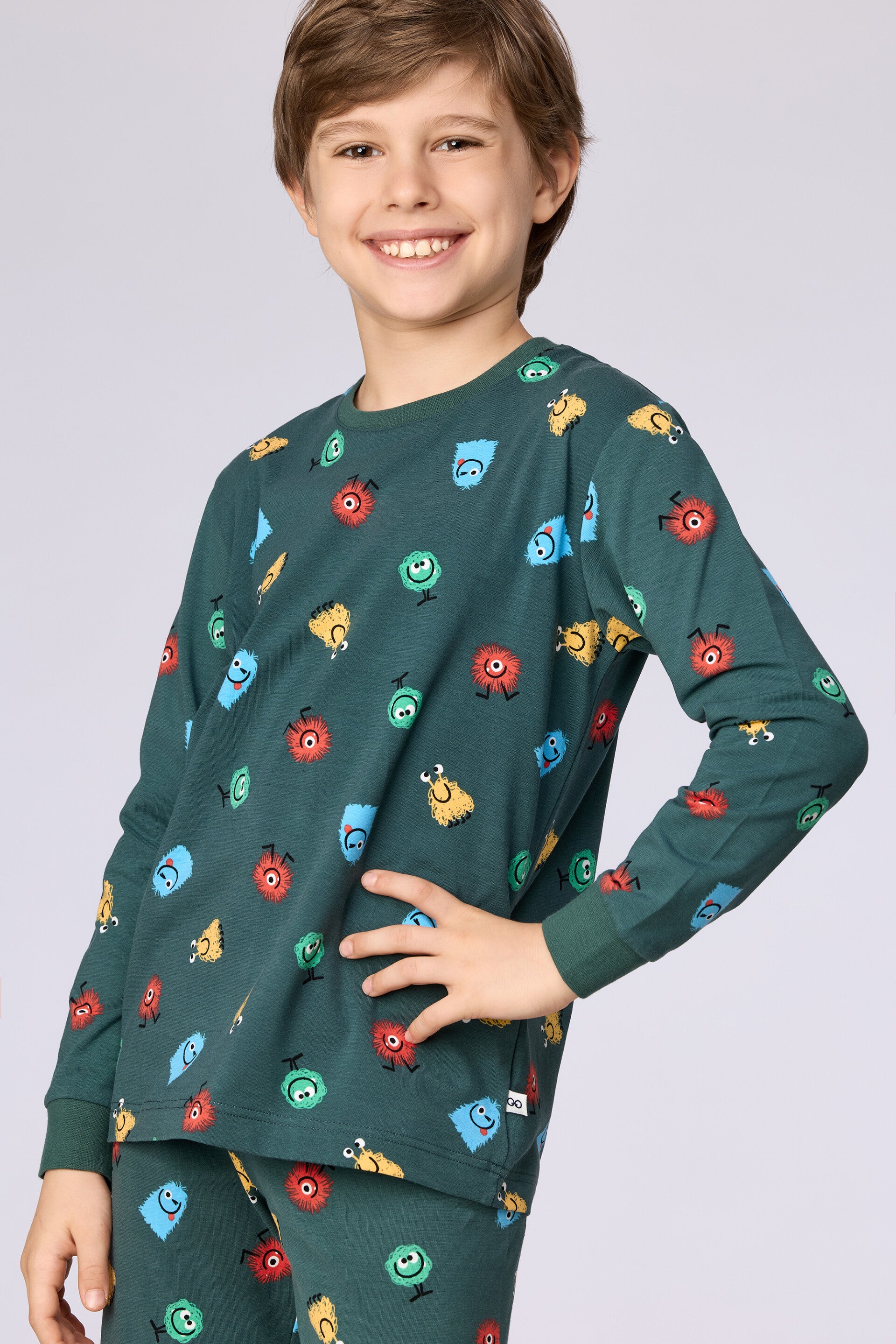 Jongens-Heren pyjama, groene alienprint - 14 jaar