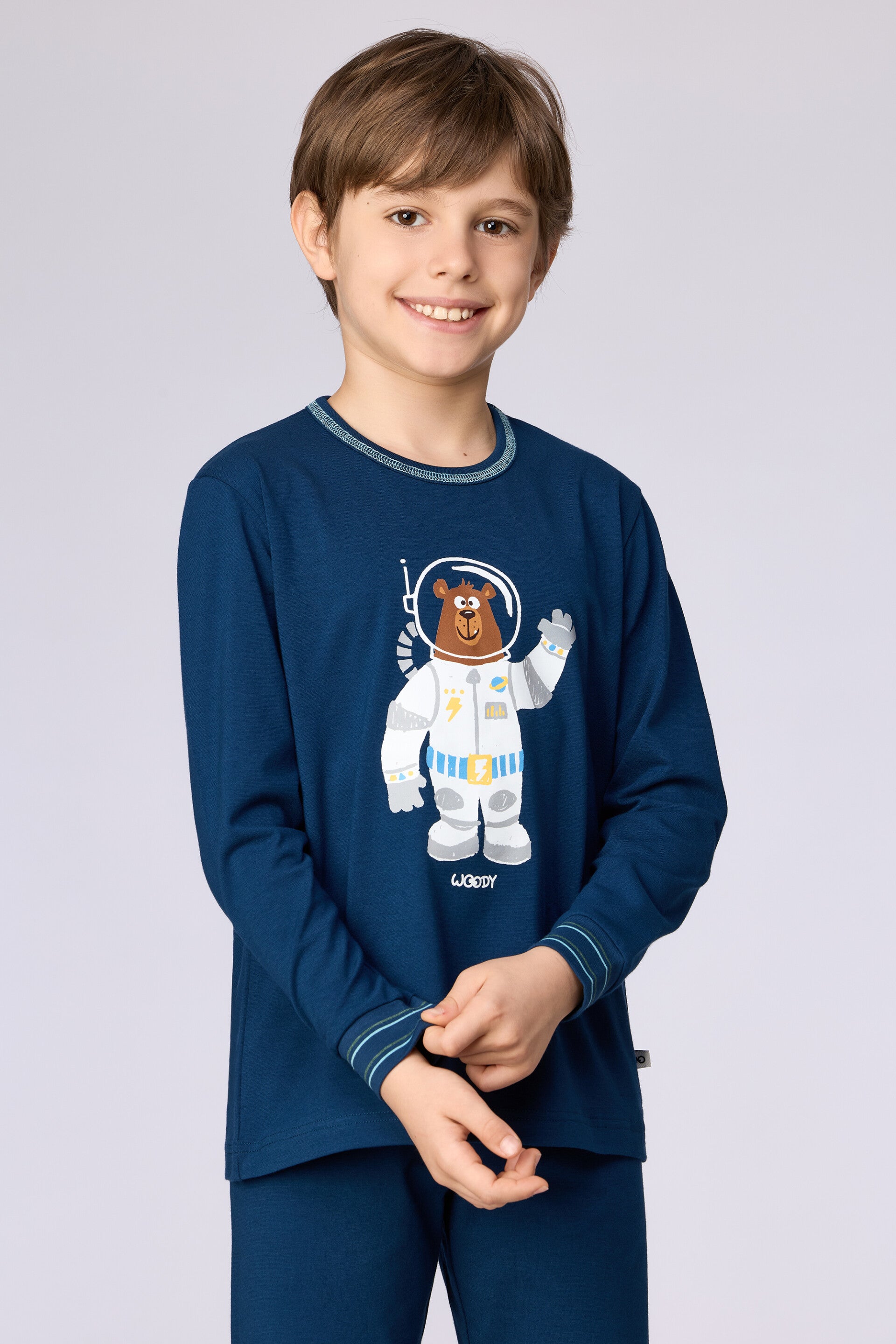 Jongens-Heren pyjama, donkerblauw - 8 jaar