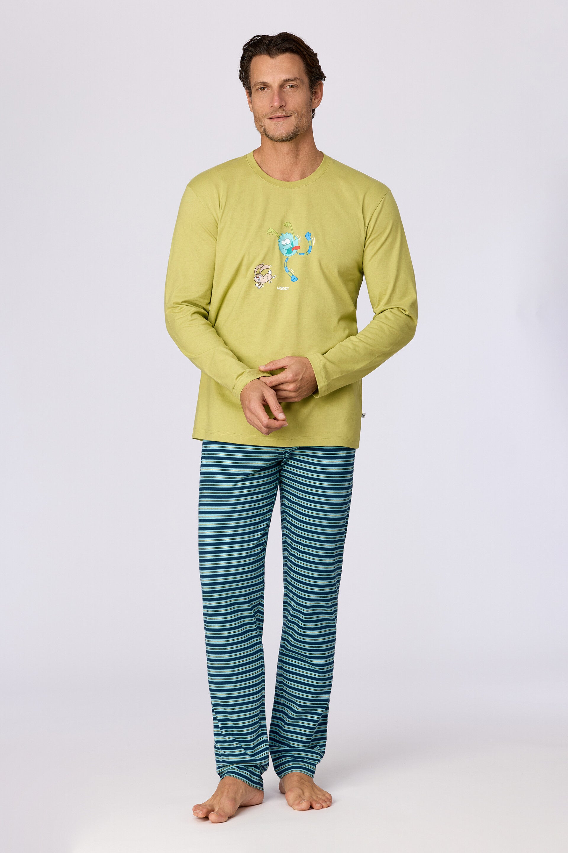 Jongens-Heren pyjama, groen - smal