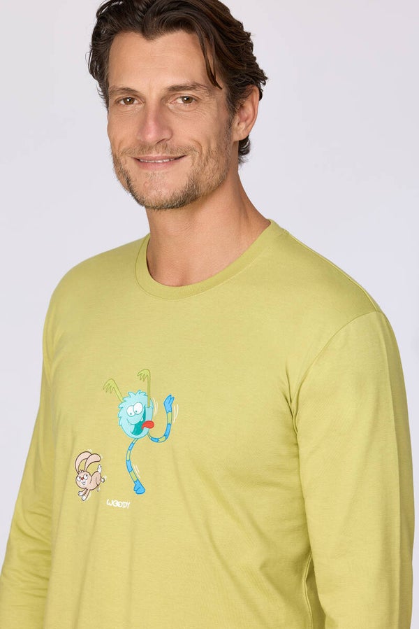Jongens-Heren pyjama, groen - X-large