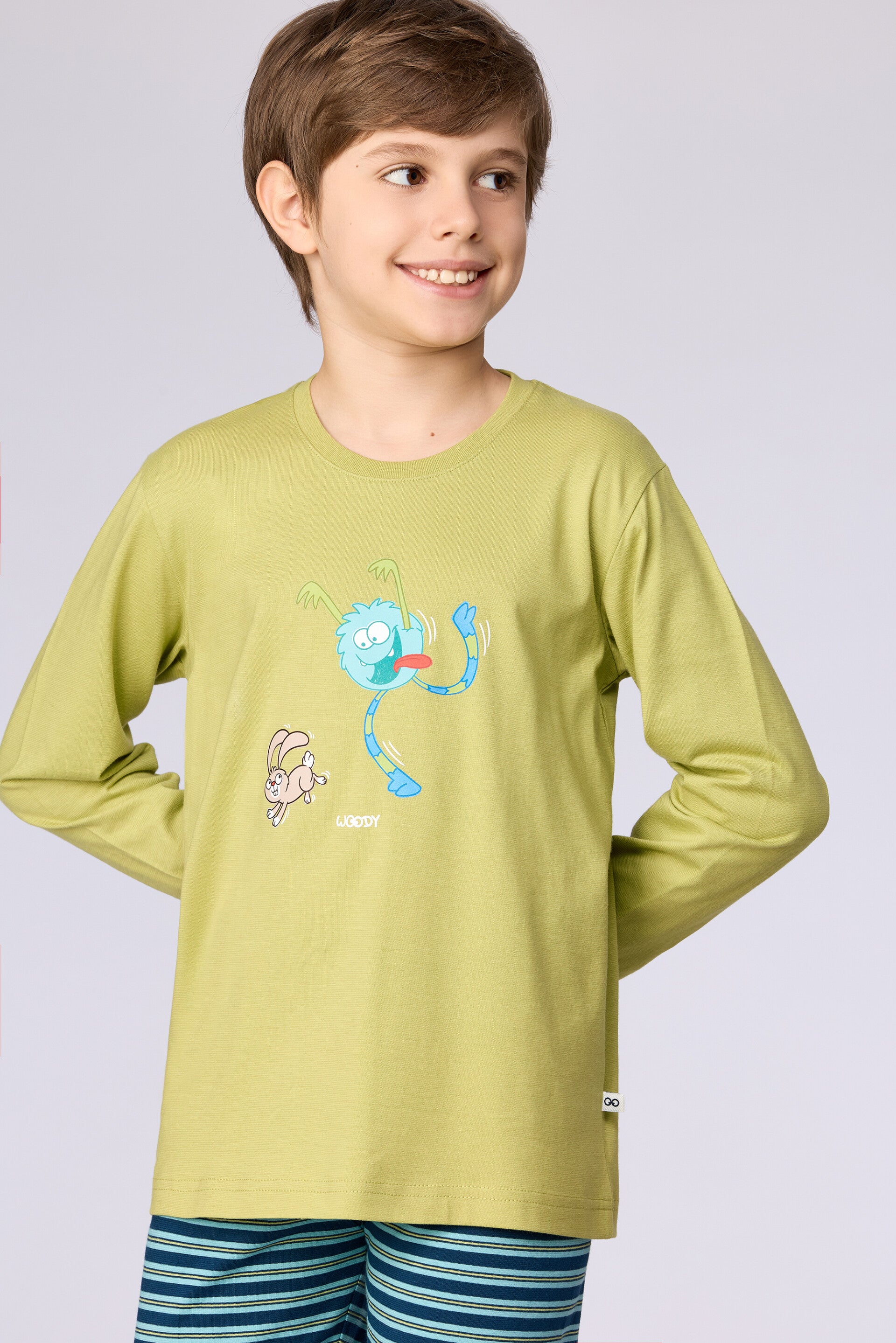 Jongens-Heren pyjama, groen - 8 jaar