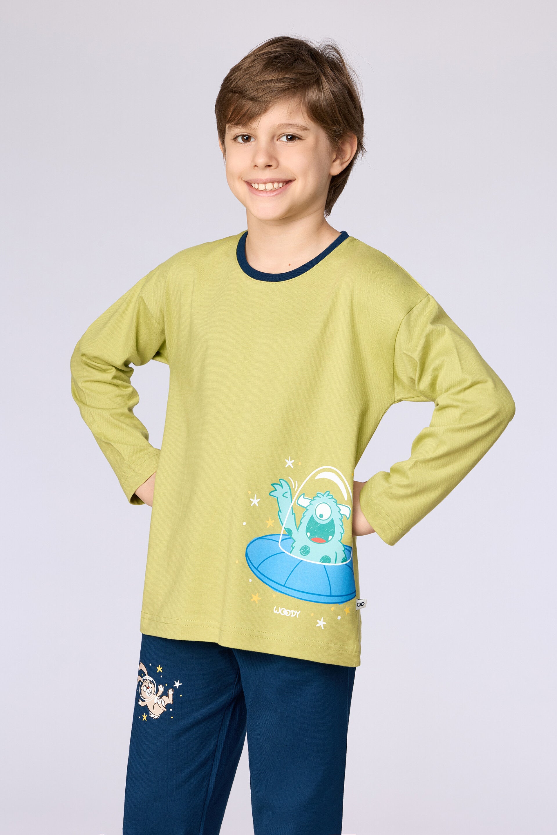 Jongens-Heren pyjama, donkerblauw, 4 jaar