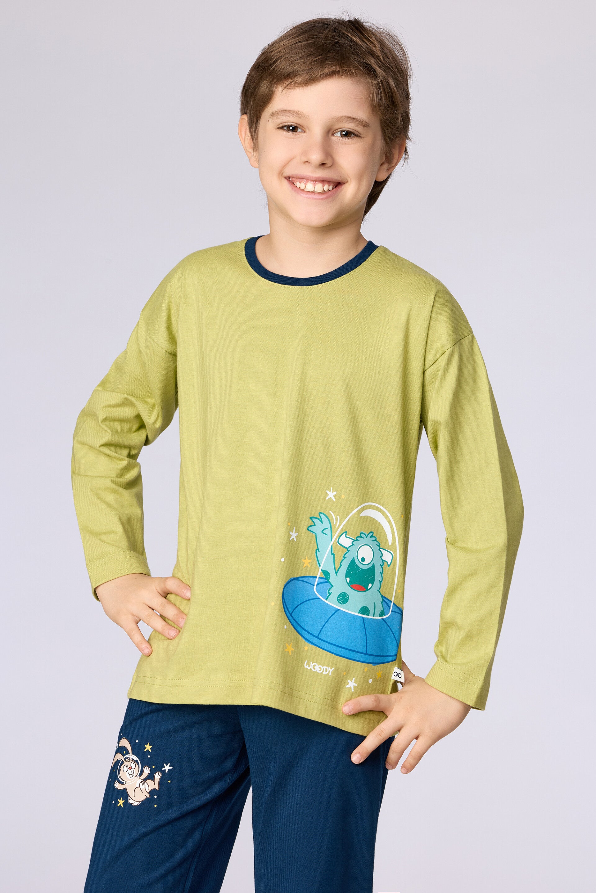 Jongens-Heren pyjama, donkerblauw, 8 jaar