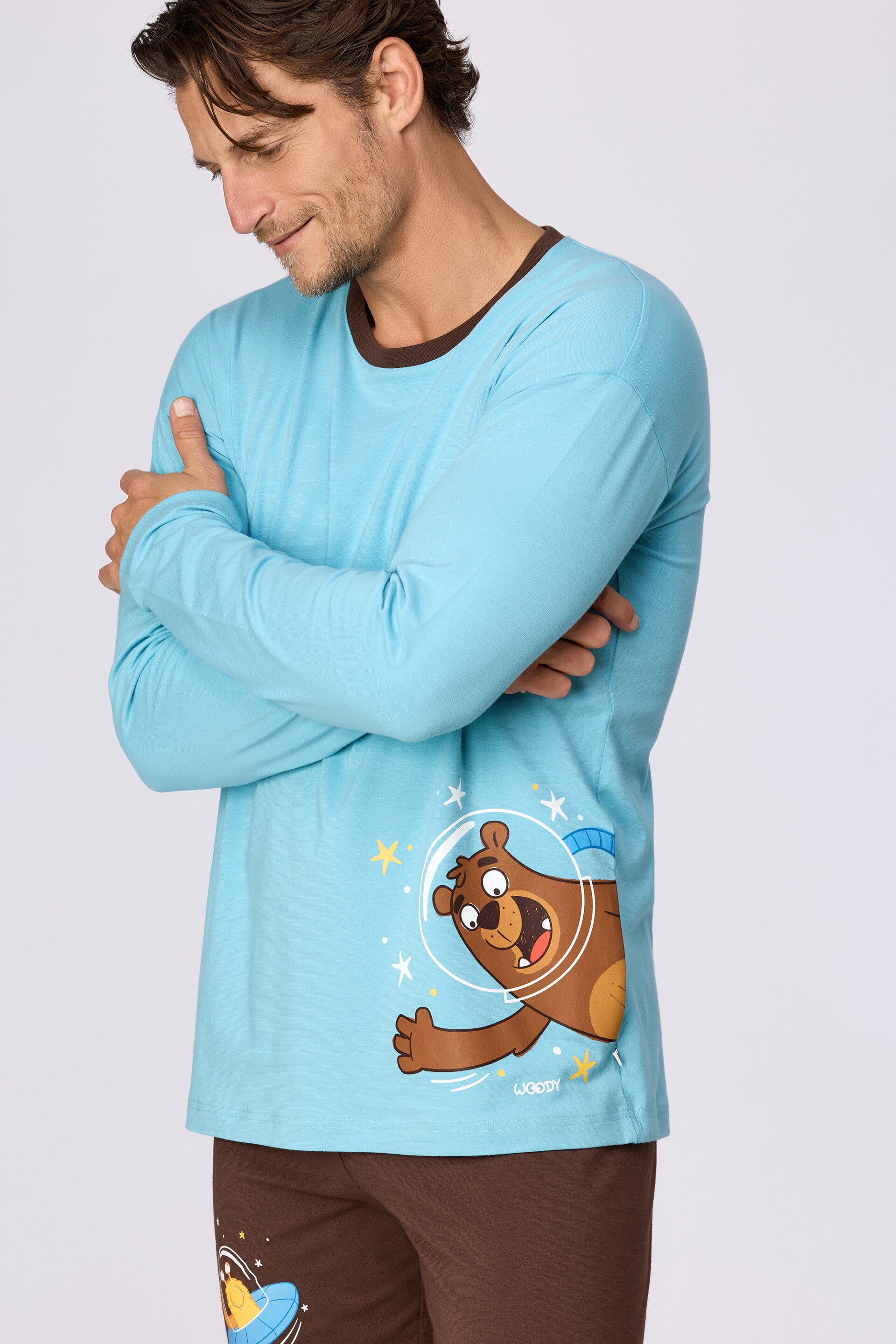 Jongens-Heren pyjama, blauw - large