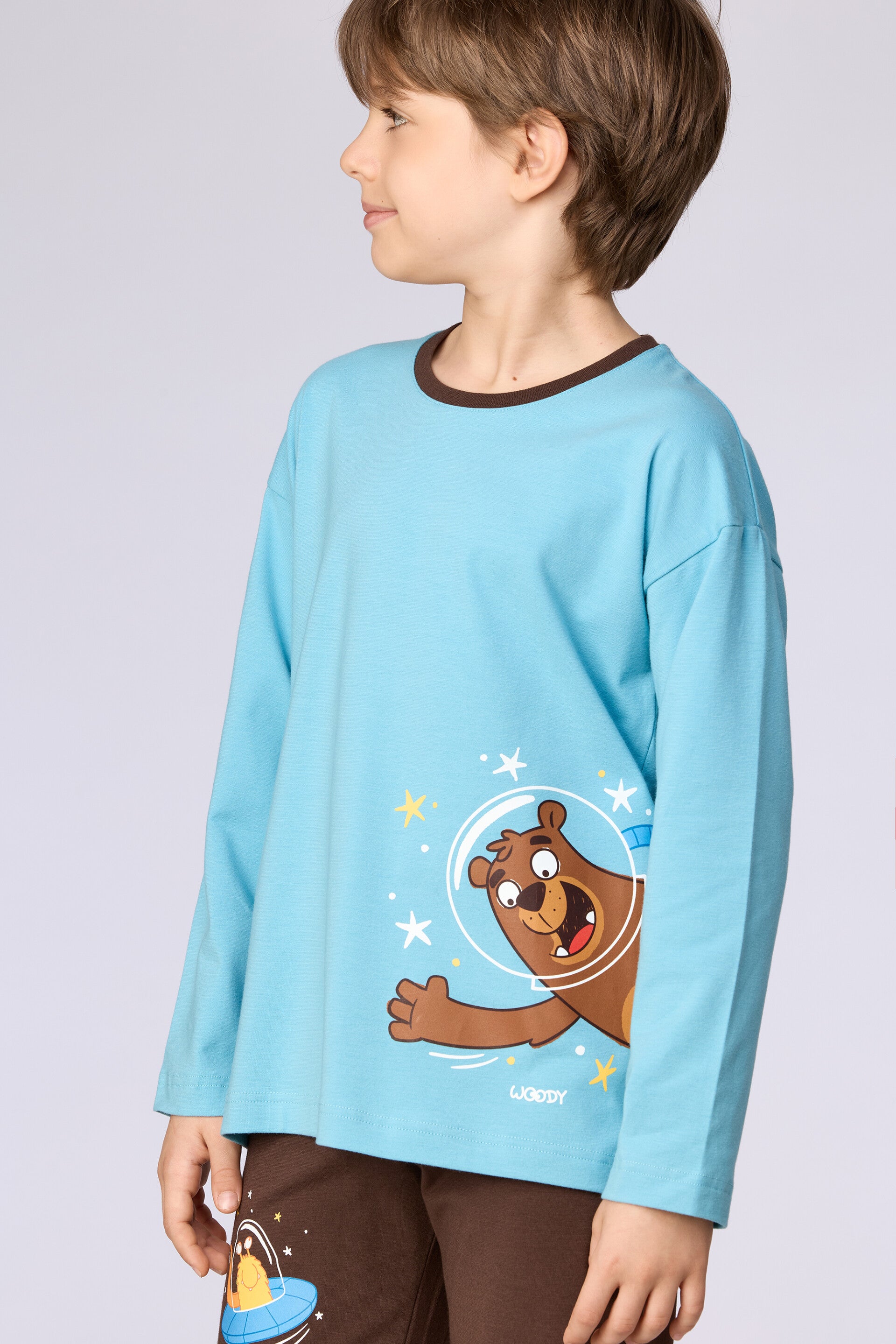 Jongens-Heren pyjama, blauw - 8 jaar