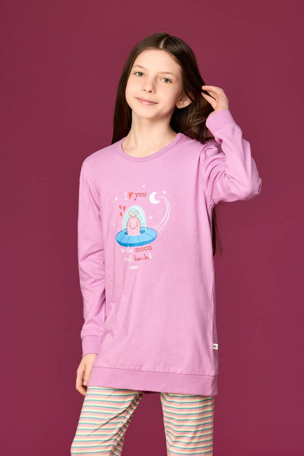 Meisjes-Dames pyjama, roze - 8 jaar