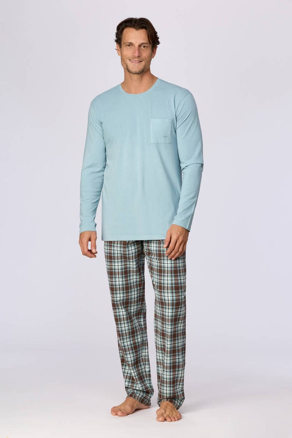 Blauw-grijze pyjama van geweven katoen - XX-large