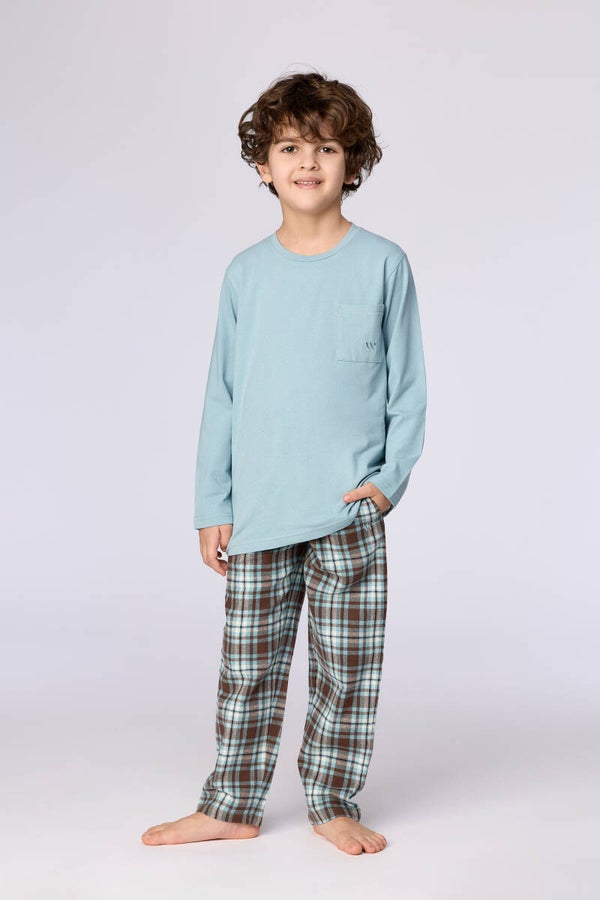 Blauw-grijze pyjama van geweven katoen - 16 jaar