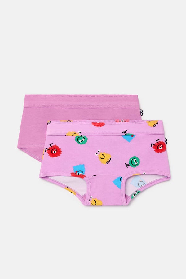 Setje meisjes boxer, alien print + roze - 6 jaar