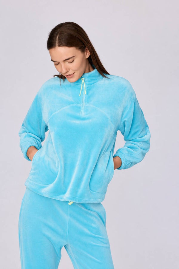 Blauw huispak van velours - medium