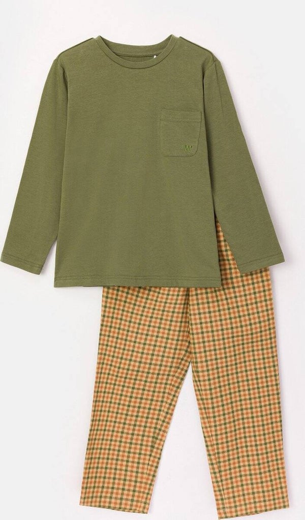 Woody pyjama jongens/heren - kakigroen - 12 jaar