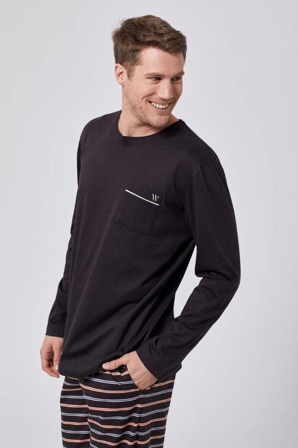 Heren pyjama donkerblauw - smal