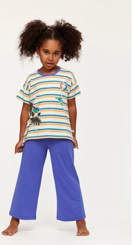 pyjama meisjes/dames - multicolor gestreept - toekan - 6 jaar