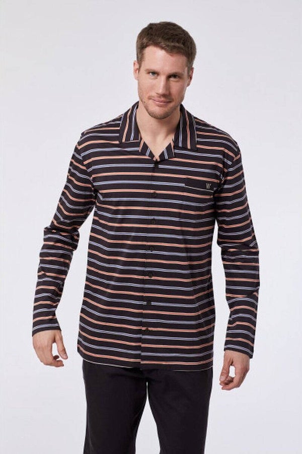 Heren pyjama multicolor gestreept - smal