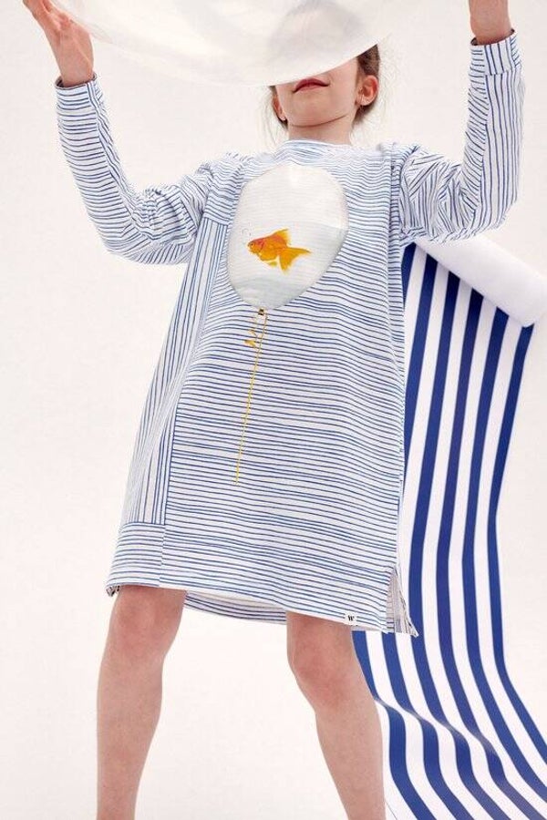 Woody X Anne Kurris slaapkleed meisjes - blauw - goudvis, 14 jaar