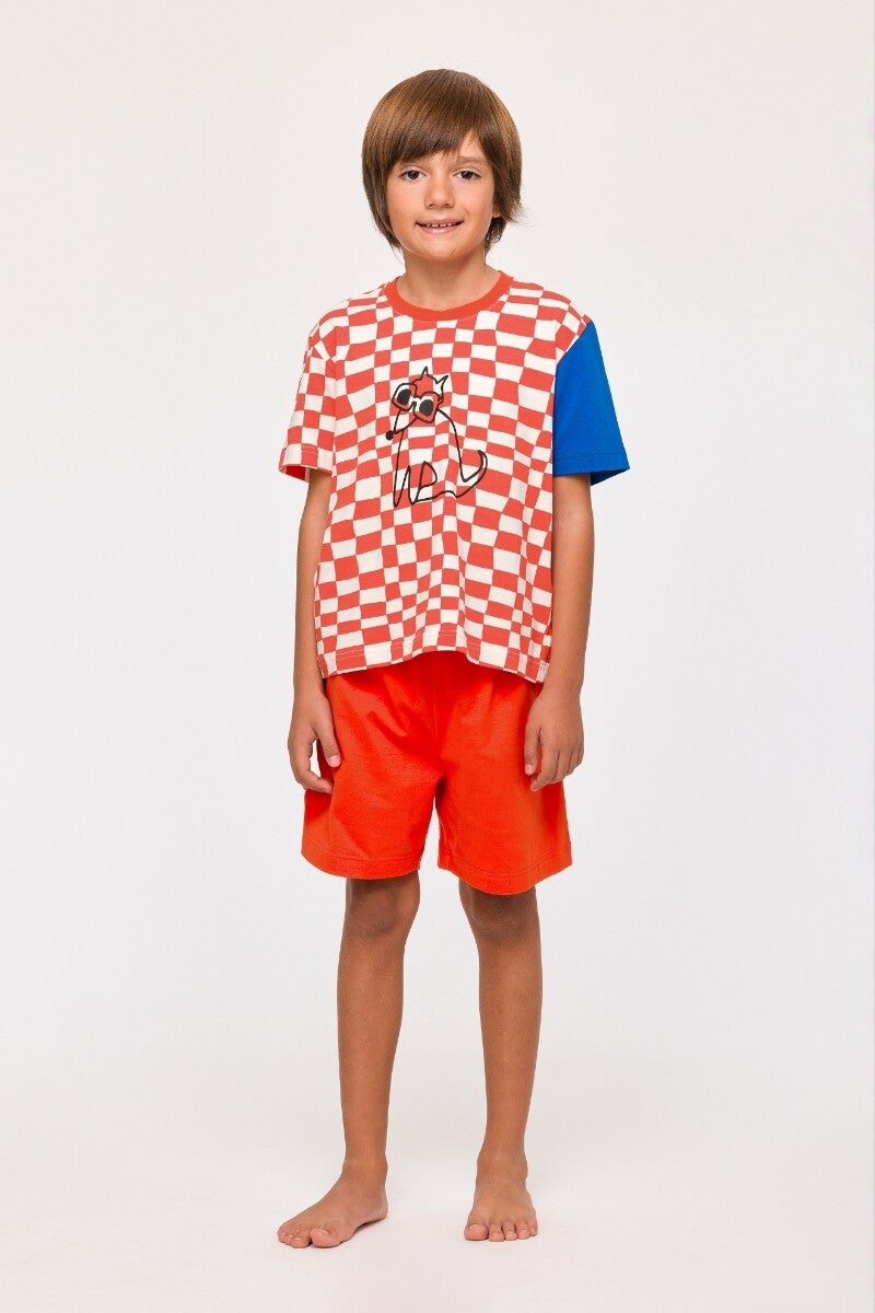 Jongens pyjama rode ruit, 2 jaar
