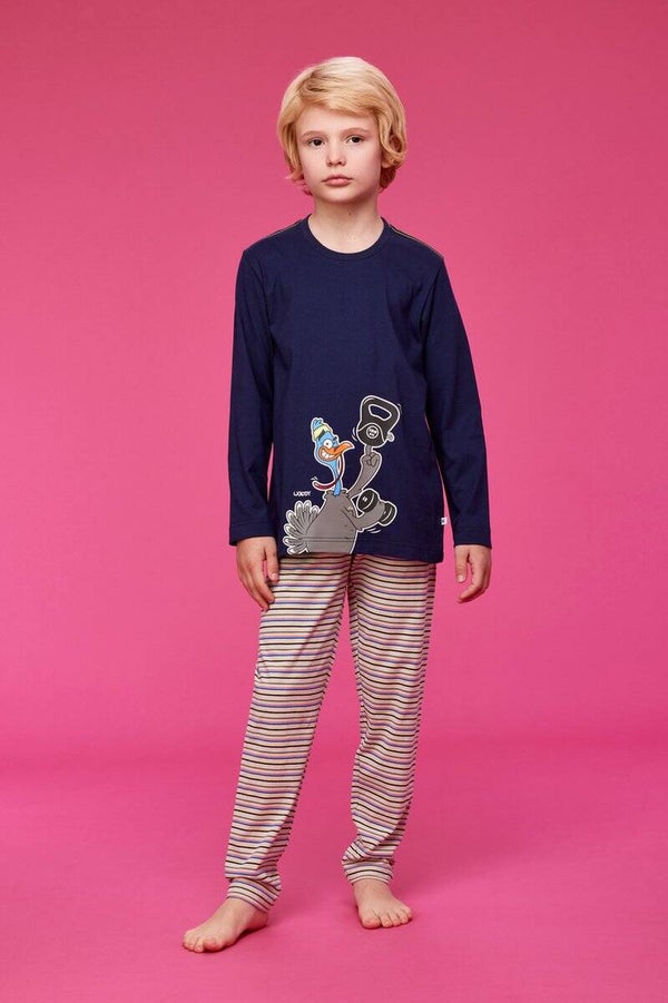 pyjama jongens/heren - donkerblauw - kalkoen - smal
