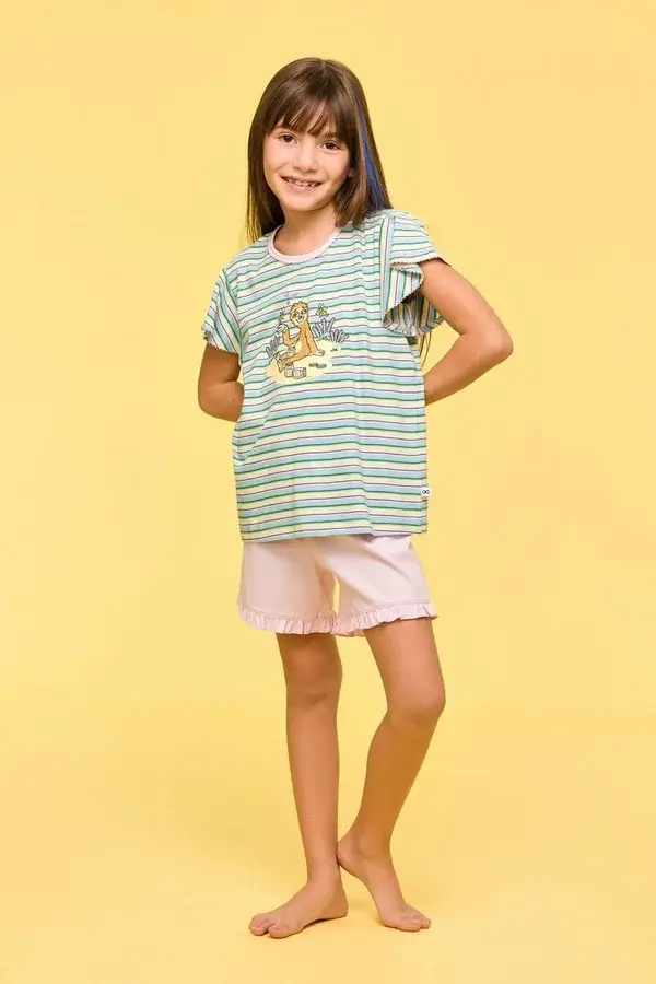pyjama meisjes - luiaard - streep - 4 jaar