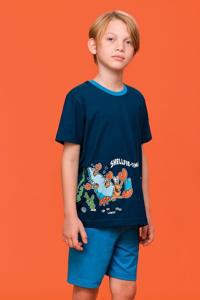 pyjama Jongens/heren - donkerblauw - hermietkreeft - 6 jaar