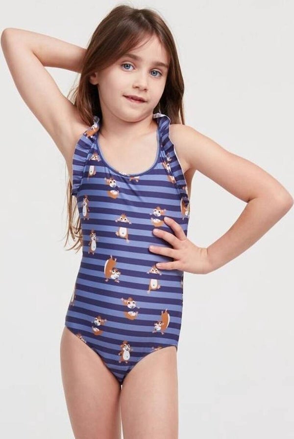 badpak - blauwe strepen - cavia all-over print - 2 jaar