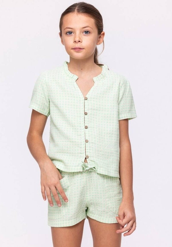 Pyjama meisjes woody ruitjes woven, 3 jaar