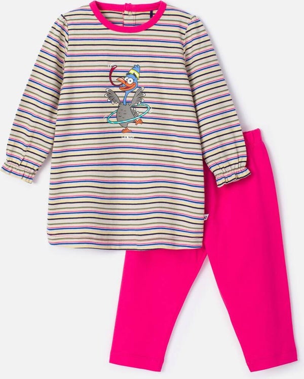 Meisjes-Dames Pyjama multicolor streep, 10 jaar
