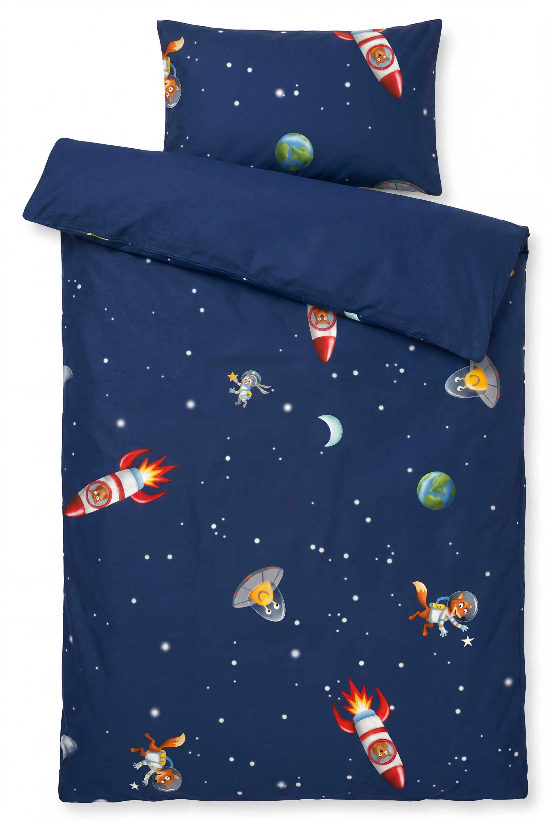 Dekbedovertrek met kussensloop, galaxy alloverprint - 140x220cm