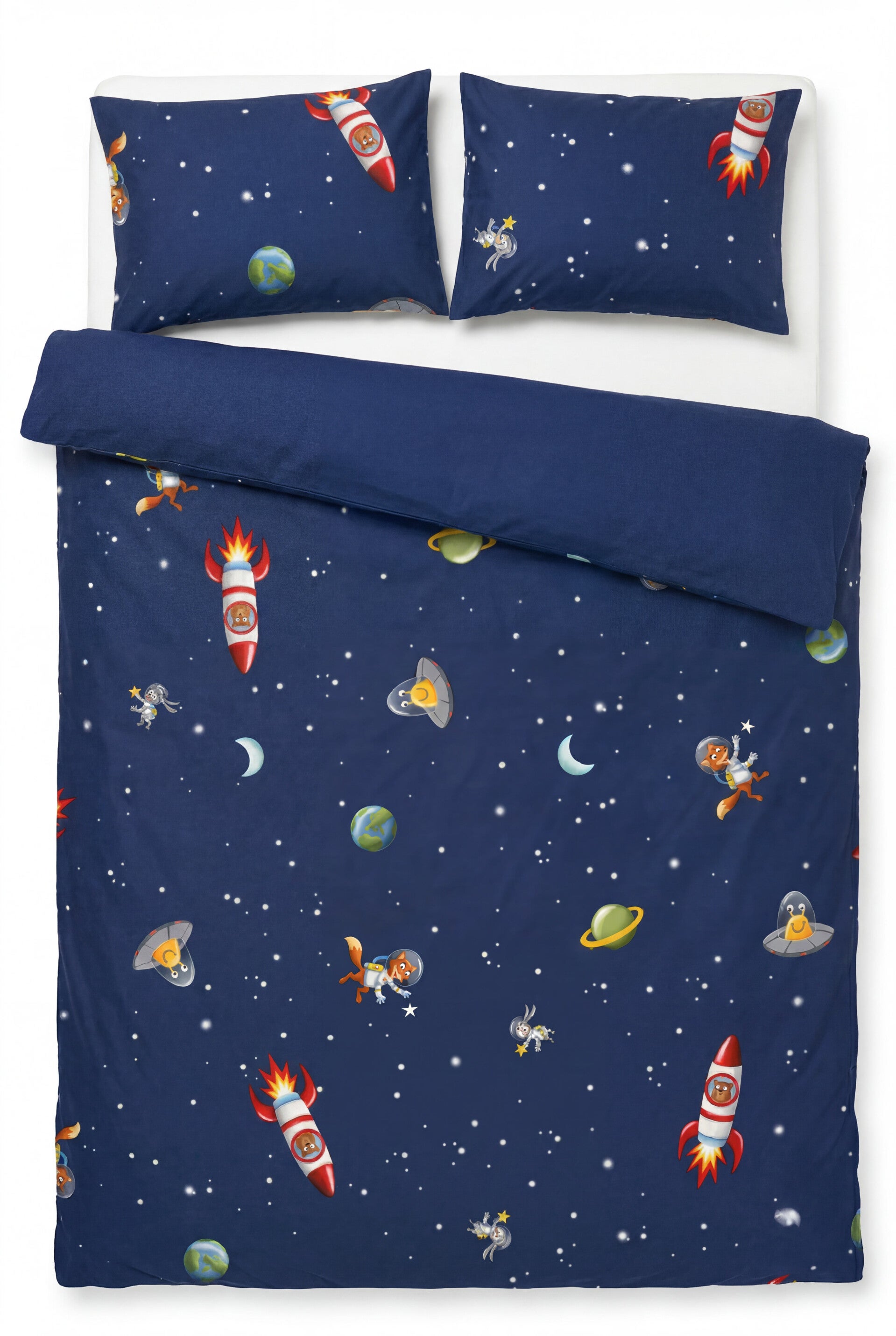 Dekbedovertrek met kussensloop, galaxy alloverprint - 240x220cm