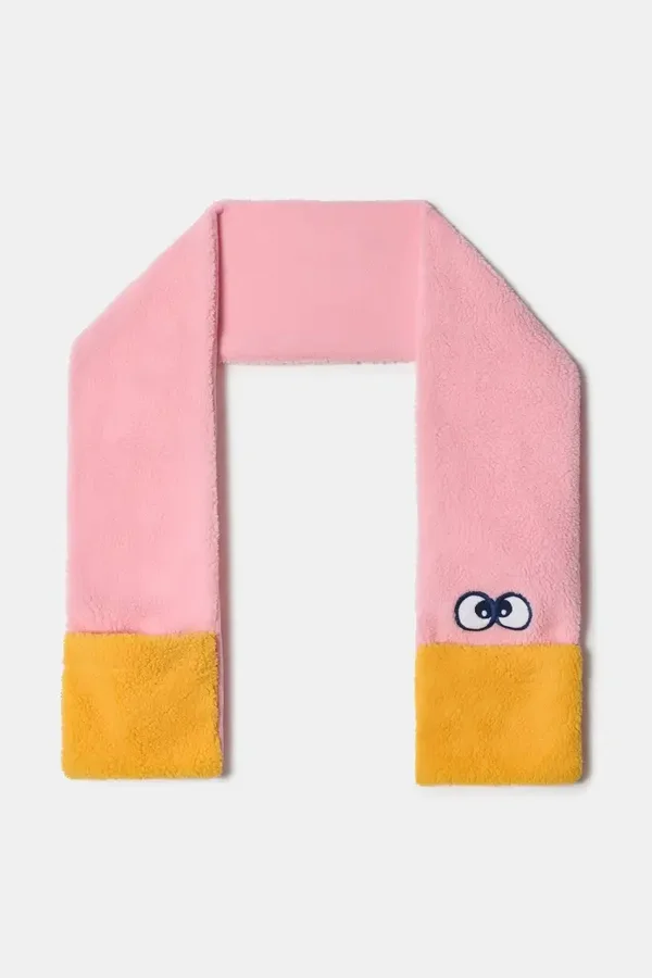 Roze sjaal in teddystof, teens, 150 cm lang