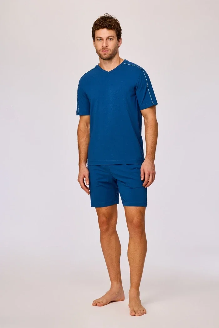 Blauwe pyjama van soepel katoen - medium