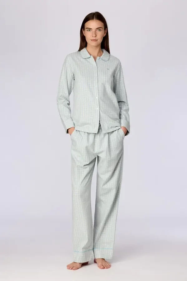 Blauw geruite pyjama van geweven katoen - XX-large