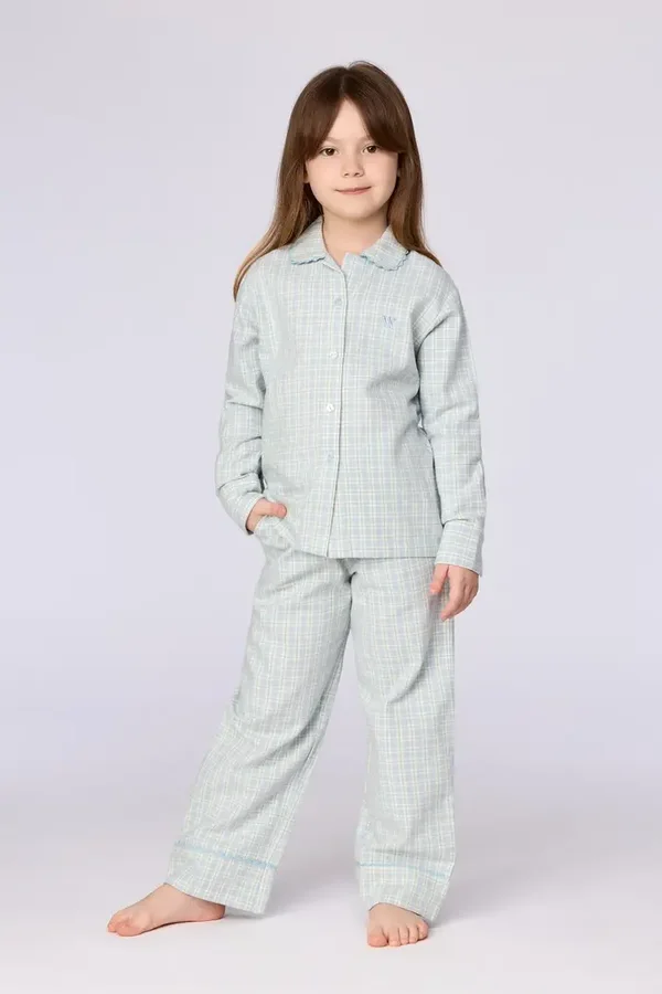 Blauw geruite pyjama van geweven katoen - 4 jaar