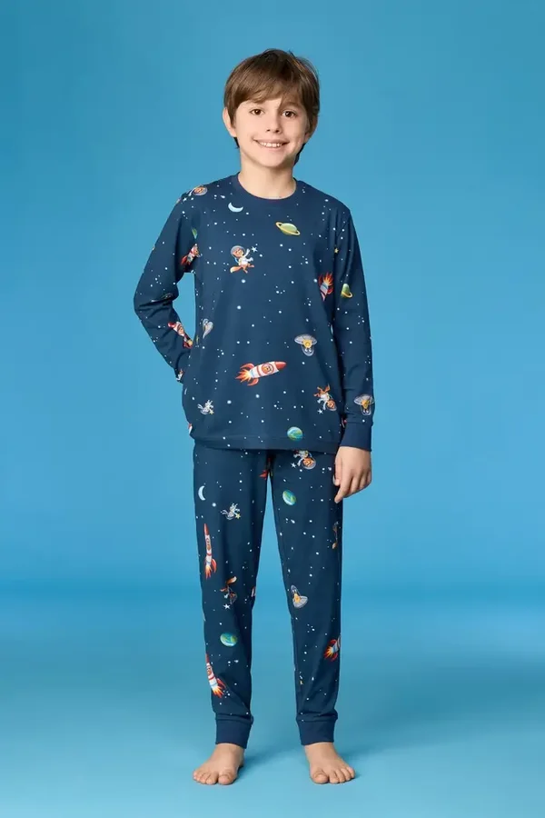 Blauwe pyjama van katoen - 10 jaar