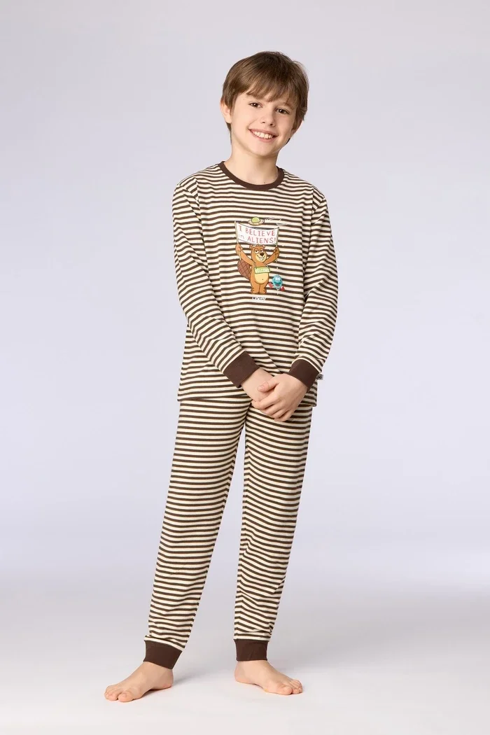 Jongens-Heren pyjama, multicolor streep - 6 jaar