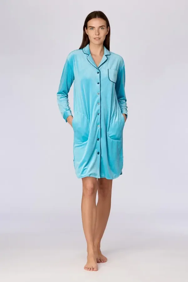 Blauw nachthemd van velours - medium