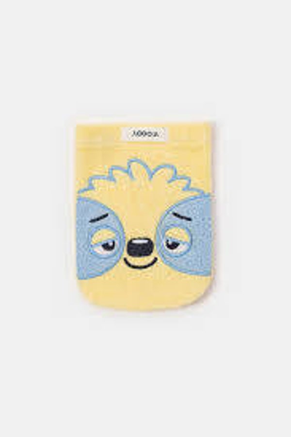 Washandje geel/blauw van de luiaard