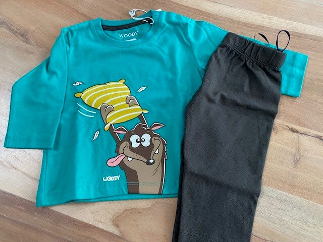 Pyjama unisex, thema wolf, 3 maand