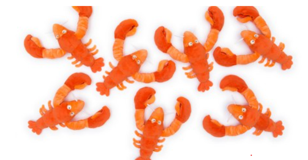 Knuffeltje van zachte velours, kreeft