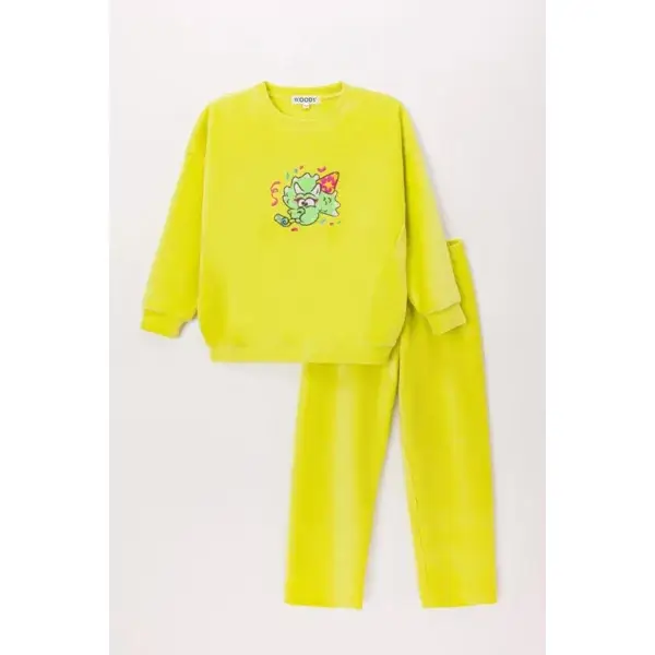 Meisjes Pyjama, thema dino  - felgeel, 14 jaar