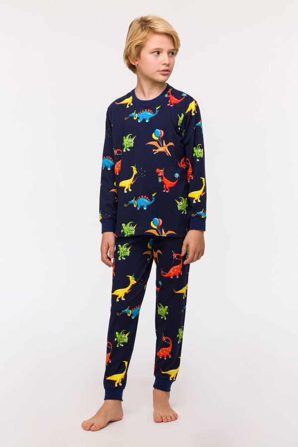Jongens pyjama-dino alloverprint, 14 jaar