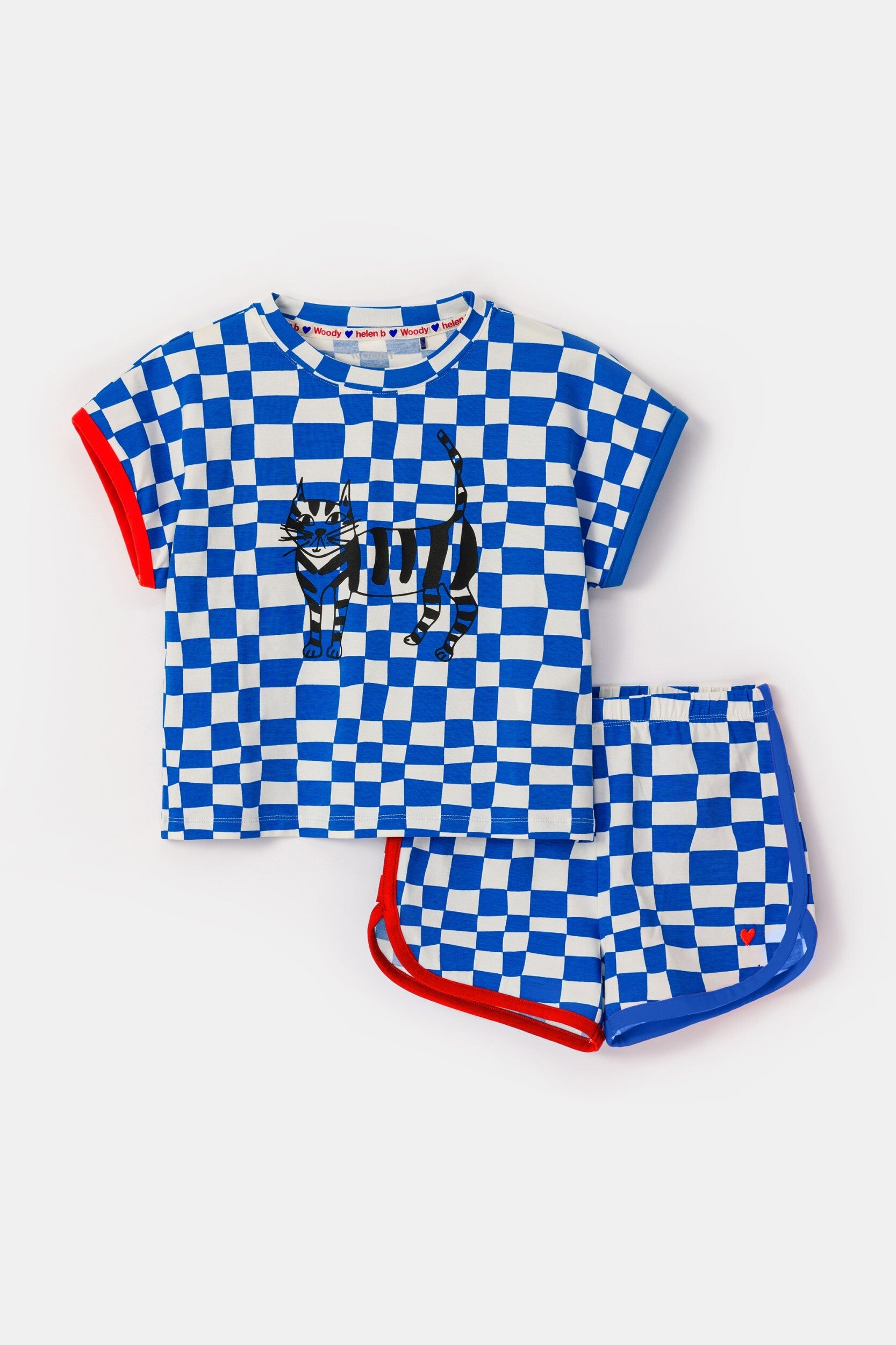 Dames pyjama, blauwe ruiten, X-large